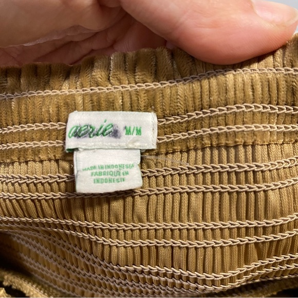 Aerie Velvet Tiered Mini Skirt Gold Medium by American Eagle Velour Golden M Y2K - Picture 7 of 8